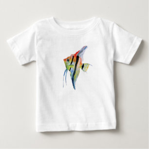 Angel Fish Butterflies Toddler Ruffle Tee, White Baby T-Shirt