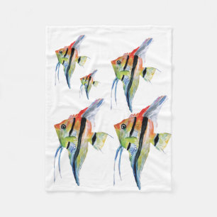 Angel Fish  Watercolor Fleece Blanket, Baby Blanket