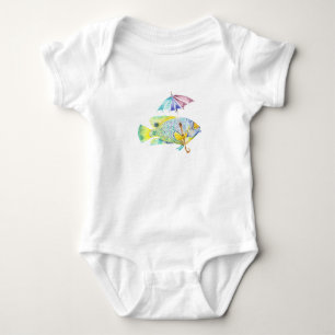 Angel Fish With Umbrella Baby Bodysuit