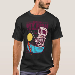 Angel fishing boat skeleton skull angler T-Shirt