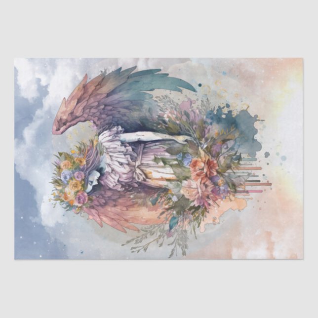 Angel Floral Watercolor Tissue Paper (Front)