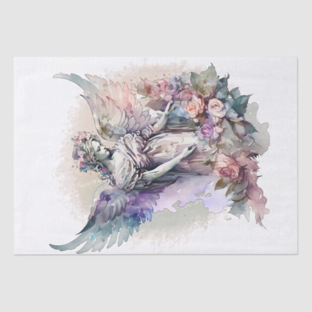 Angel Floral Watercolor Tissue Paper (Front)