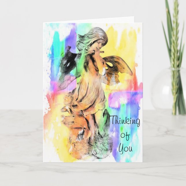 Angel Flute Thinking of You Thank You Card (Front)