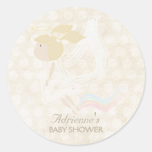 Angel Flying Personalised Baby Shower Tag Sticker