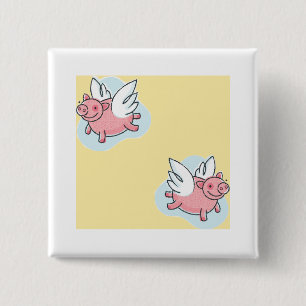 Angel Flying Pigs Chinese New Year Birth Sq Button