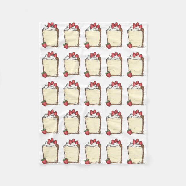 Angel Food Angelfood Cake Slice Strawberries Fleece Blanket (Front)