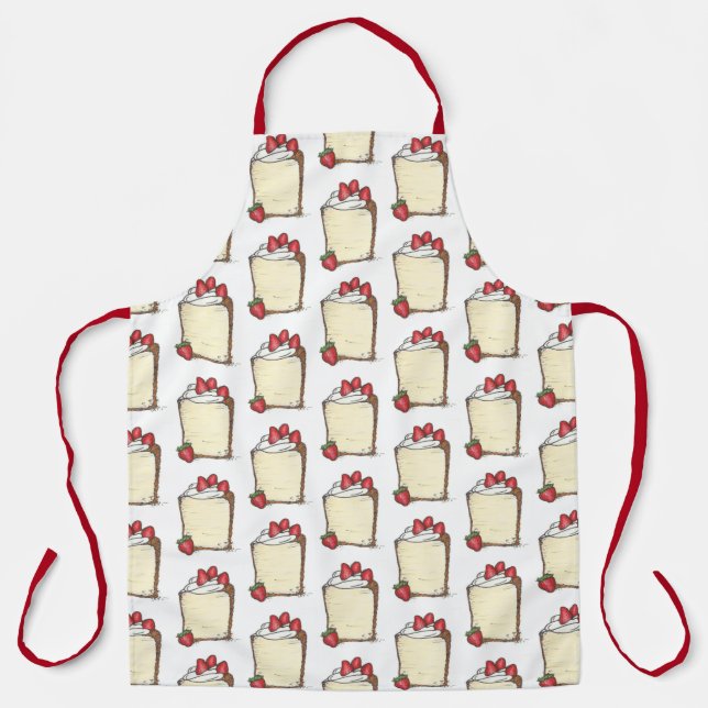 Angel Food Cake Slice Angelfood Strawberries Cream Apron (Front)