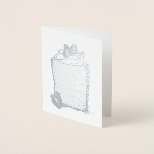 Angel Food Cake Strawberries Bakery Food Dessert Foil Card (Front)