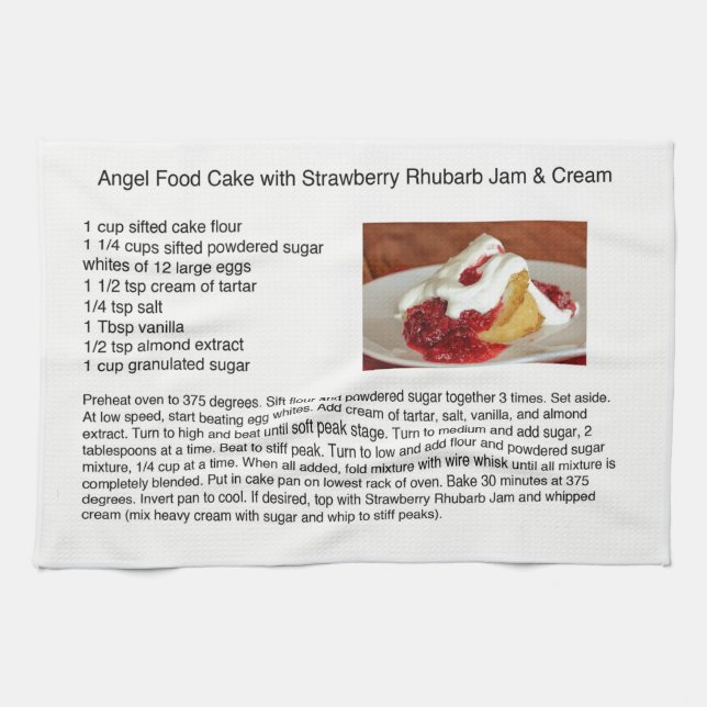 Angel Food Cake With Strawberry Rhubarb Tea Towel (Horizontal)