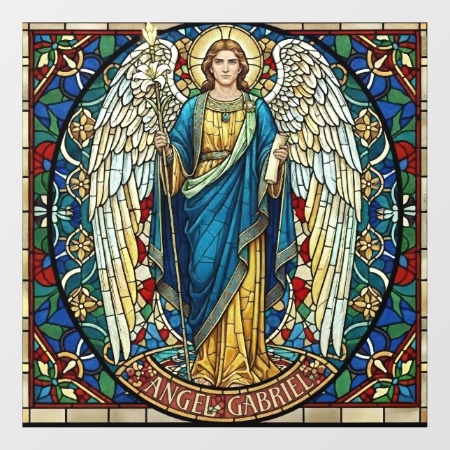 Angel Gabriel Stained Glass Style Archangel Art Window Cling (Sheet)