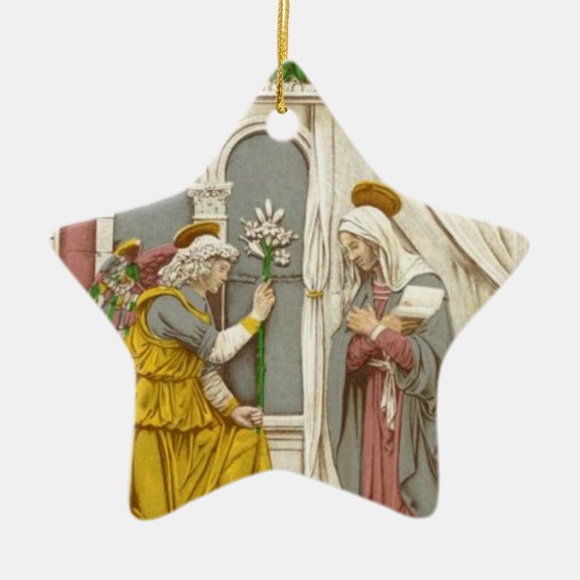 Angel Gabriel The Annunciation To Mary Ceramic Tree Decoration (Front)
