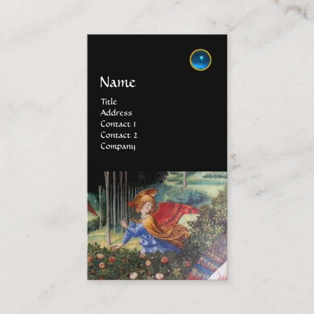 Angel Gathering Flowers in a Heavenly Landscape Business Card (Front)