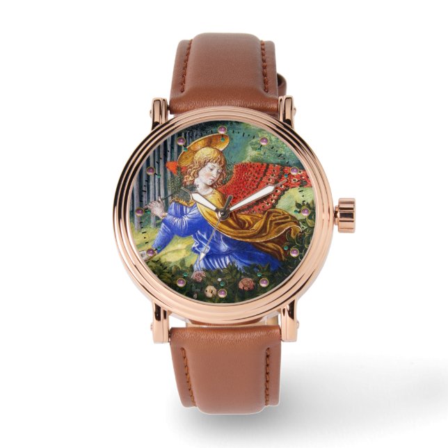 Angel Gathering Flowers in a Heavenly Landscape Watch (Front)