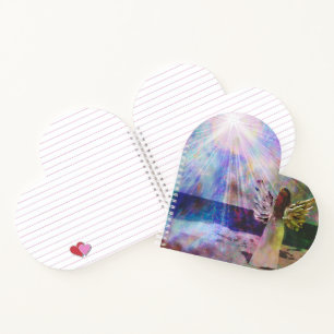 Angel Gazing Heavenly Heart Shape Journal Notebook