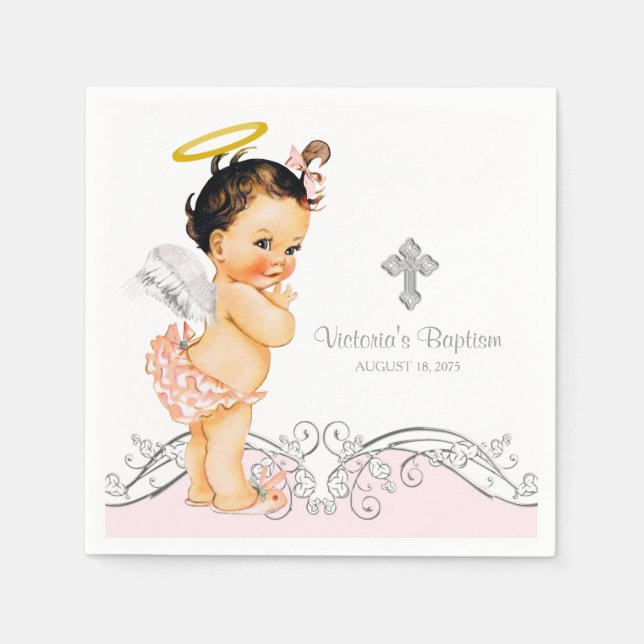 Angel Girl Baptism Christening Napkin (Front)