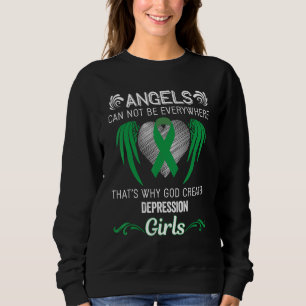 Angel Girl Depression Awareness Supporter Ribbon Sweatshirt
