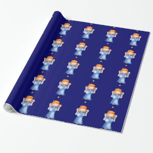 Angel girl praying Christmas wrapping Paper