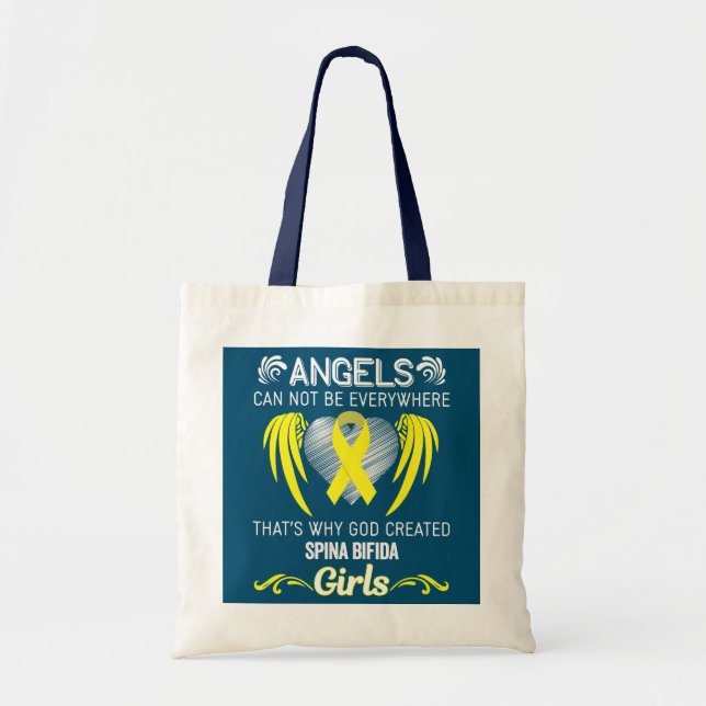 Angel Girl Spina Bifida Awareness Supporter Tote Bag (Front)