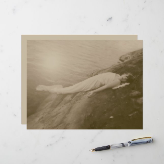 Angel Girl Vintage Sepia Antique Art Decoupag (Front/Back In Situ)