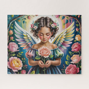 Angel Girl With Flowers Jigsaw Puzzle