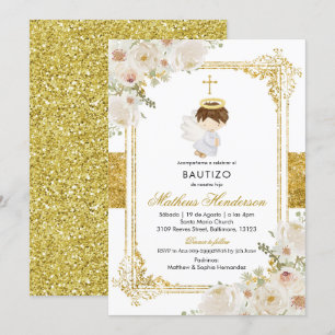 Angel Gold Bautizo Invitation