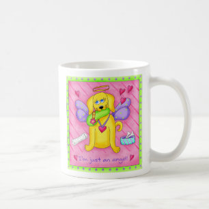 Angel Golden Yellow Dog with Shoe Coffee Mug