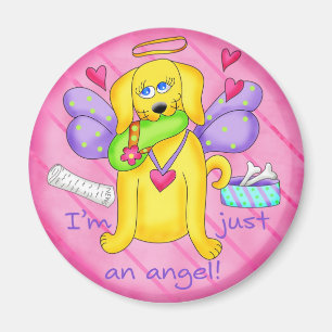 Angel Golden Yellow Dog with Shoe Magnet