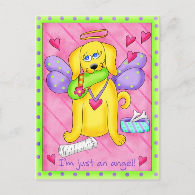Angel Golden Yellow Dog with Shoe Postcard (Front)