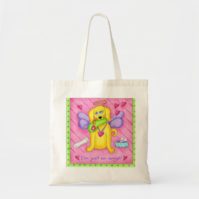 Angel Golden Yellow Dog with Shoe Tote Bag (Front)