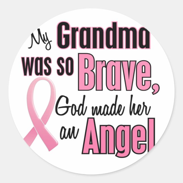 Angel GRANDMA Breast Cancer T-Shirts & Apparel Classic Round Sticker (Front)