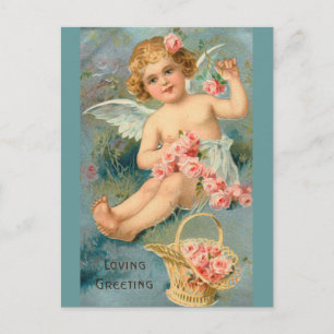 Angel Greetings Cute Vintage Floral Postcard