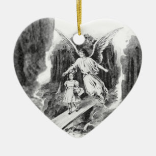 Angel Guarding A Girl Child Ceramic Tree Decoration