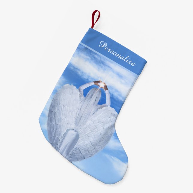 Angel Halo Heavens Spiritual Christmas Holiday Small Christmas Stocking (Front (Hanging))