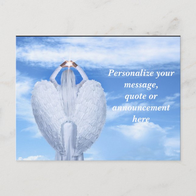 Angel Halo & Wings Personalised Announcement Postcard (Front)
