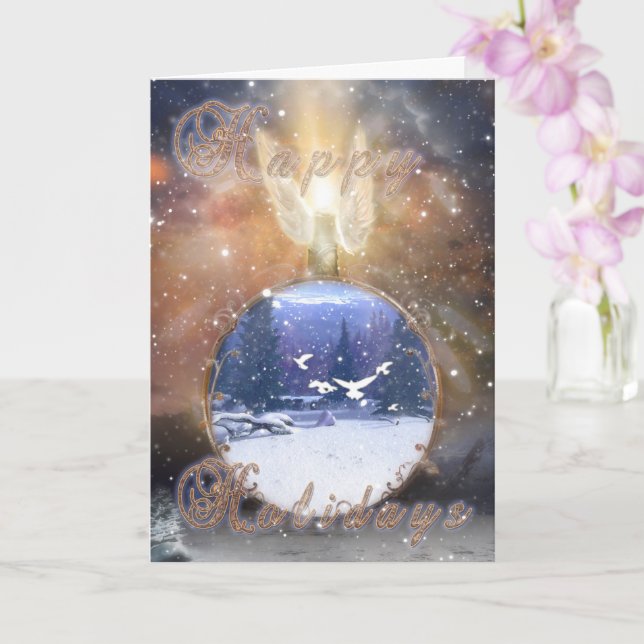 ANGEL HAPPY HOLIDAYS CHRISTMAS CARD (Orchid)