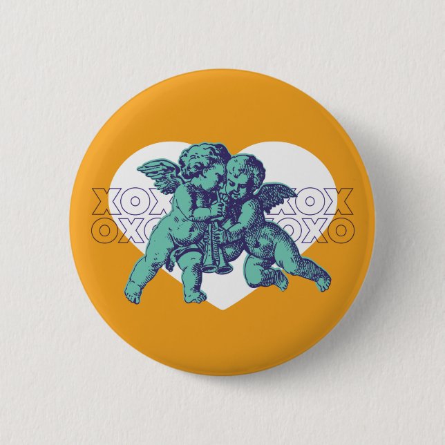 Angel Heart Button Green/Orange (Front)