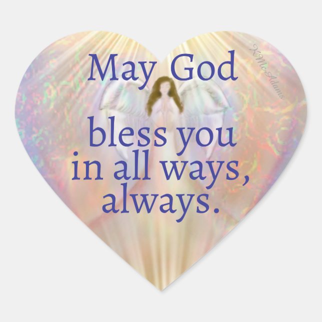 Angel Heart Pray God Bless You Christian Stickers (Front)