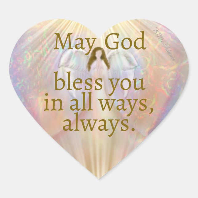 Angel Heart Pray God Bless You Watercolor Stickers (Front)