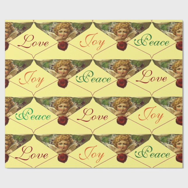 ANGEL HEART RED WAX SEAL Love Peace Joy Wrapping Paper (Flat)