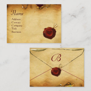 ANGEL HEART RED WAX SEAL PARCHMENT Monogram Business Card