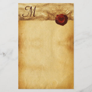 ANGEL HEART RED WAX SEAL PARCHMENT Monogram Stationery