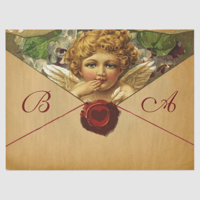 ANGEL HEART RED WAX SEAL PARCHMENT  Monogram  Tissue Paper (Front)