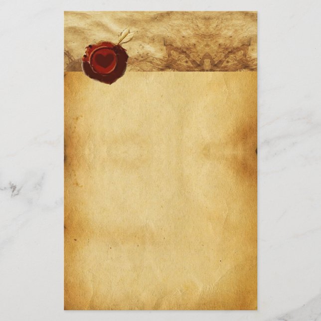 ANGEL HEART RED WAX SEAL PARCHMENT Valentine's Day Stationery (Front)