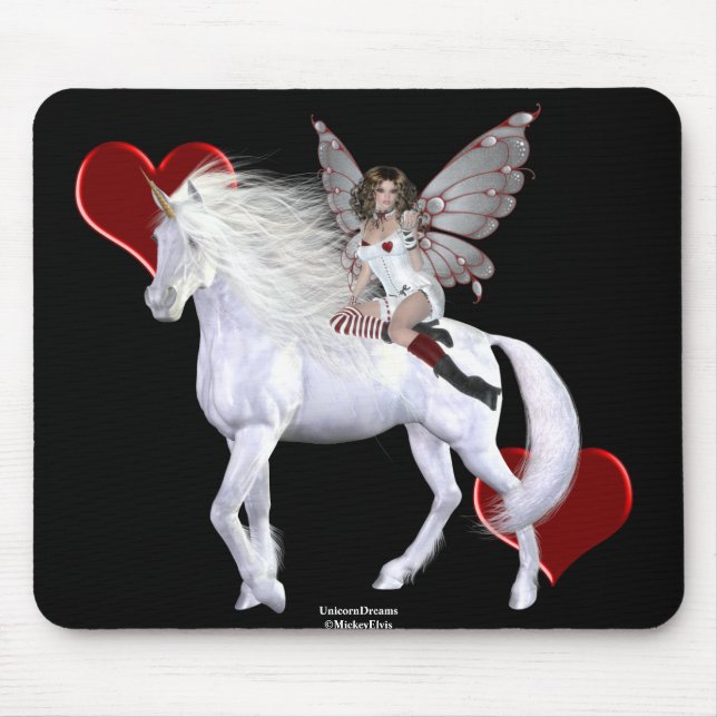 Angel Heart Unicorn White Beauty 3 Mouse Mat (Front)