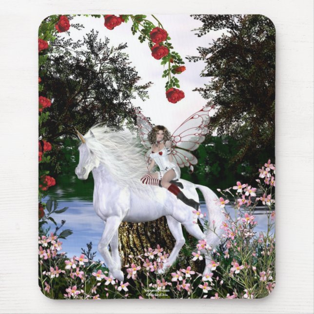 Angel Heart Unicorn White Beauty 4 Mouse Mat (Front)