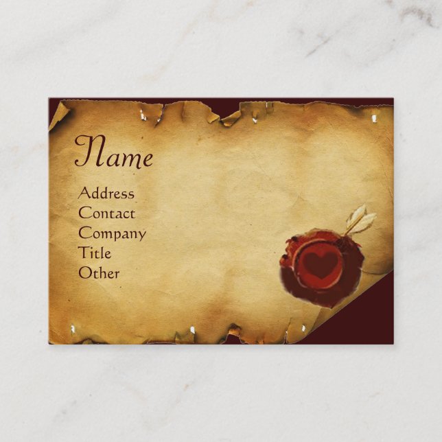 ANGEL HEART WAX SEAL PARCHMENT Monogram Business Card (Front)