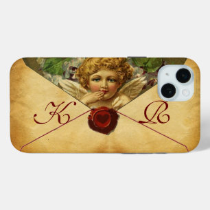 ANGEL HEART WAX SEAL PARCHMENT Monogram iPhone 15 Mini Case