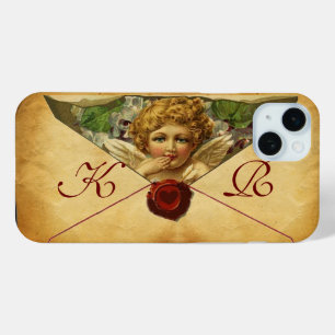 ANGEL HEART WAX SEAL PARCHMENT Monogram iPhone 15 Mini Case