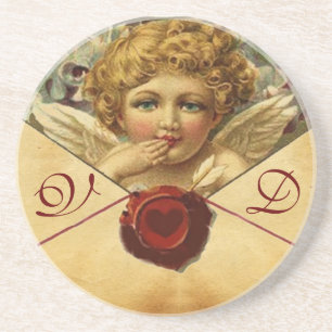 ANGEL HEART WAX SEAL PARCHMENT Monogram Coaster