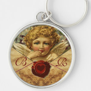 ANGEL HEART WAX SEAL PARCHMENT MONOGRAM KEY RING